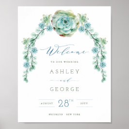 Poster Watercolor Green Succulents - Sinal de Casamento d