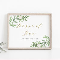 Watercolor Greenery and White Flowers Dessert Bar