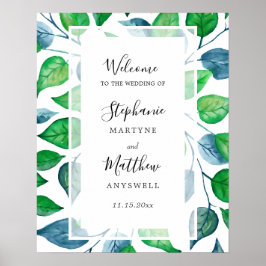 Poster Watercolor Greenery Deixa Casamento Foliar