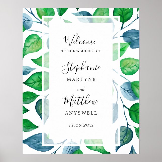 Poster Watercolor Greenery Deixa Casamento Foliar (Frente)