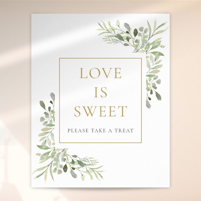 Poster Watercolor Greenery Love is Sweet Sign (Criador carregado)