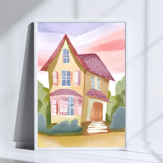 Poster Watercolor House | Bonito Pintado (Criador carregado)