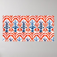 Watercolor Ikat seamless pattern. Decorative flora