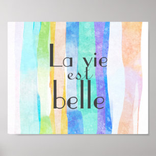 Poster watercolor la vie est belle Trecho francês