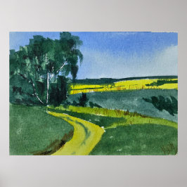 Poster Watercolor Landscape Painting 