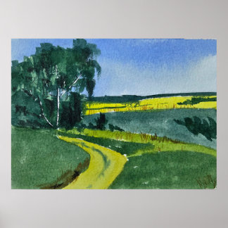 Poster Watercolor Landscape Painting