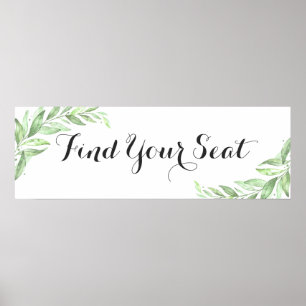 Pôster Watercolor Laurel Branch Wedding Seating