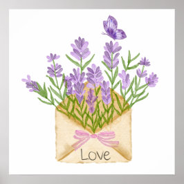 Poster Watercolor Lavender Bouquet in Envelope