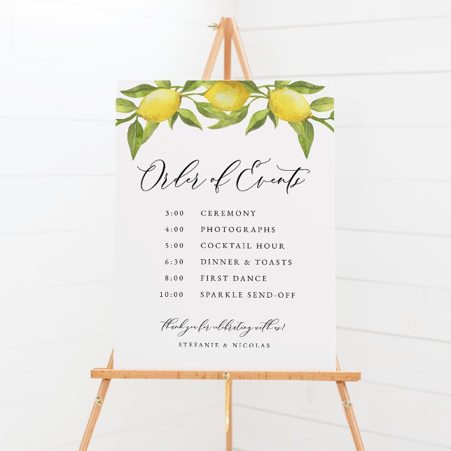 Poster Watercolor Lemon Garland Ordem dos Acontecimentos  (Criador carregado)
