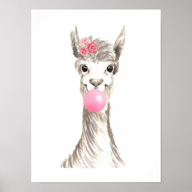 Poster Watercolor Llama Blowbolha (Frente)