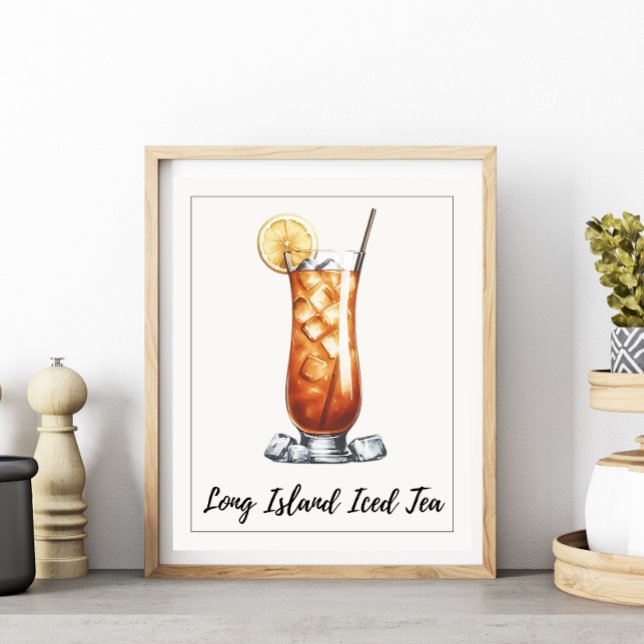 Poster Watercolor Long Island Iced Tea Coctail (Criador carregado)