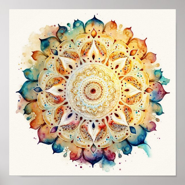 Poster Watercolor Mandala (Frente)