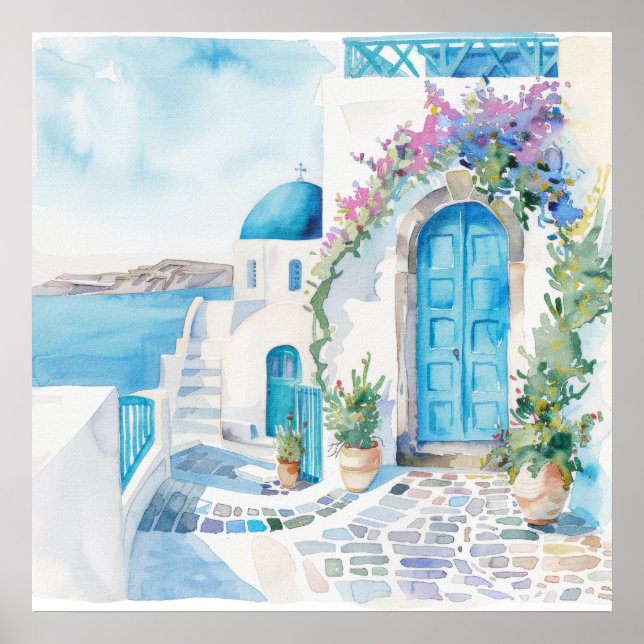 Poster Watercolor Mediterranean  (Frente)