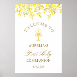 Poster Watercolor Mimosa First Communion Welcome