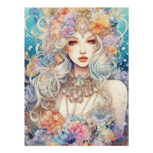 Pôster Watercolor Misterioso Maiden