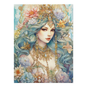 Pôster Watercolor Misterioso Maiden