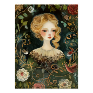 Pôster Watercolor Misterioso Maiden