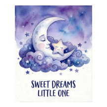 Watercolor Moon and Star Sweet Dreams Little One