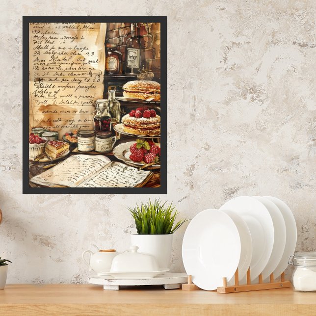 Poster Watercolor Nostaligic Dessert Recebe Arte De Cozin (Criador carregado)