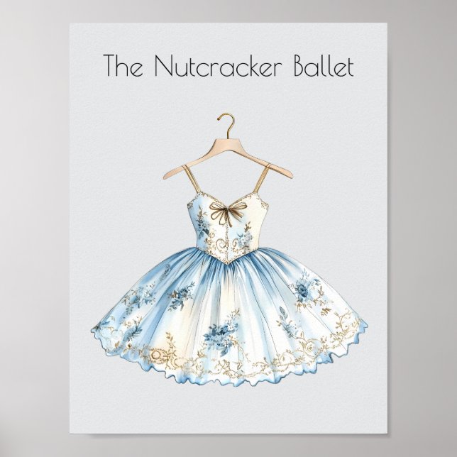 Poster Watercolor Nutcracker Balé Christmas Tutu (Frente)