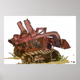 Poster Watercolor of a orange cat tracked logger