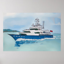 Poster Watercolor of a super yacht