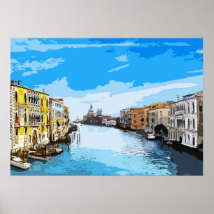 Poster Watercolor Painting of Veneza, Itália