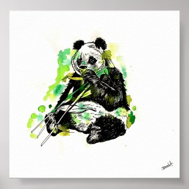 Pôster Watercolor Panda (Frente)