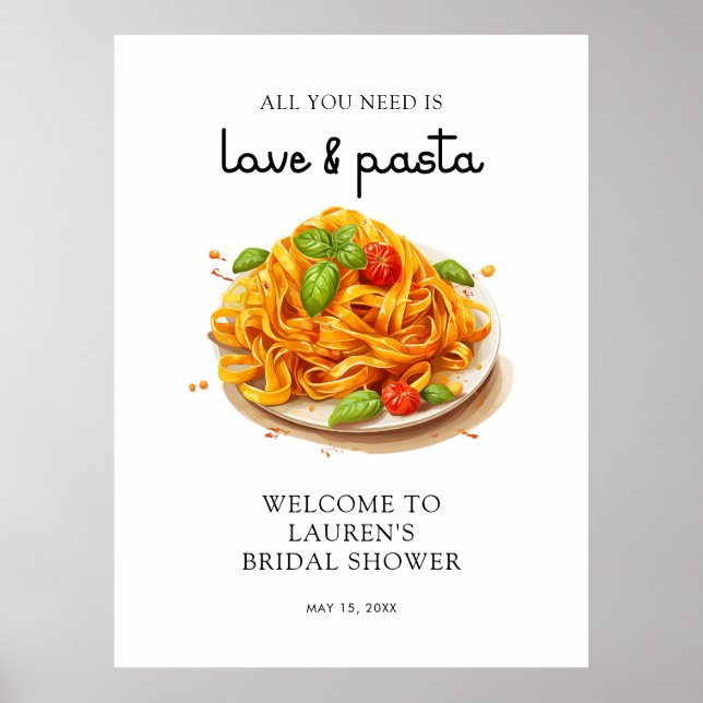Poster Watercolor Pasta Italiana Chá de panela Welcome (Frente)
