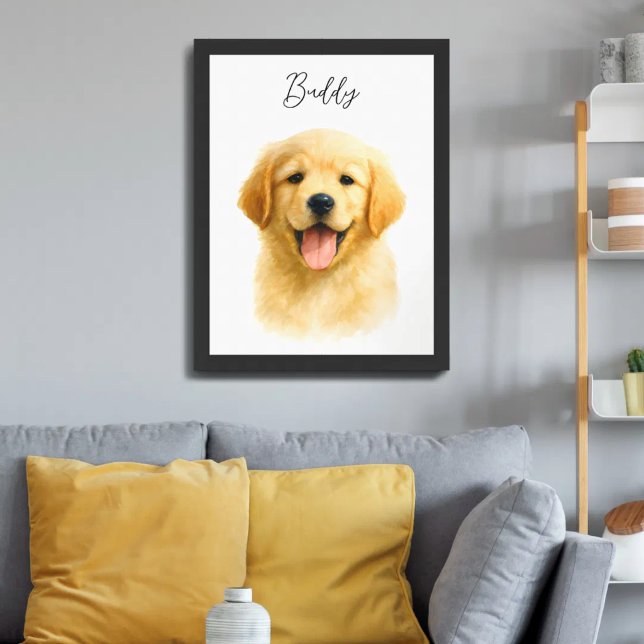 Poster Watercolor Pet Dog Portrait Script Name (Criador carregado)