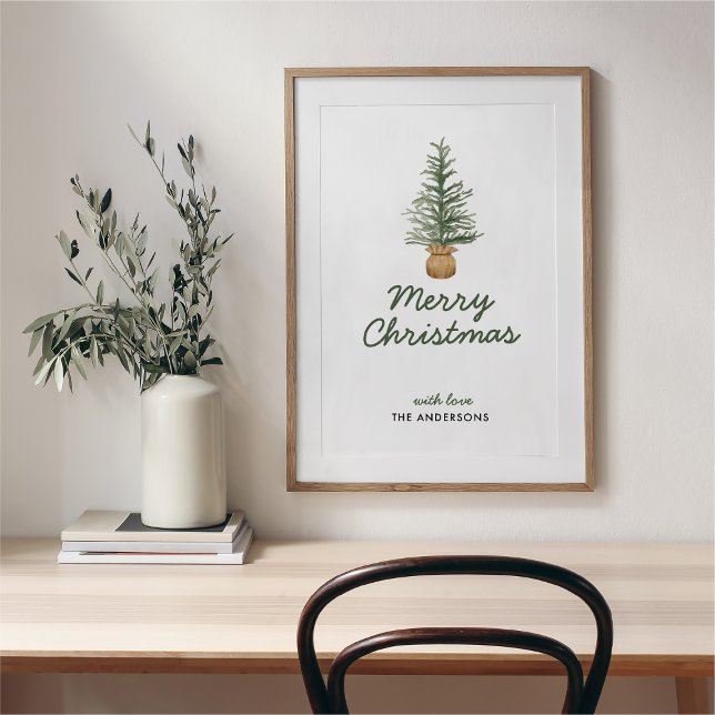 Poster Watercolor Pine Christmas Tree Simple Holiday (Criador carregado)