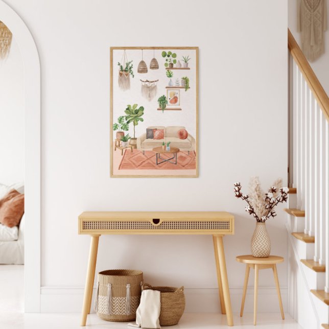 Poster Watercolor — Plantações Familiares na Boêmia Style (In situ boho interior)