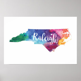 Poster Watercolor Raleigh, North Carolina