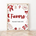 Poster Watercolor Red Winter Cute Christmas Favor Sign<br><div class="desc">Watercolor Red Winter Cute Christmas Favor Sign</div>