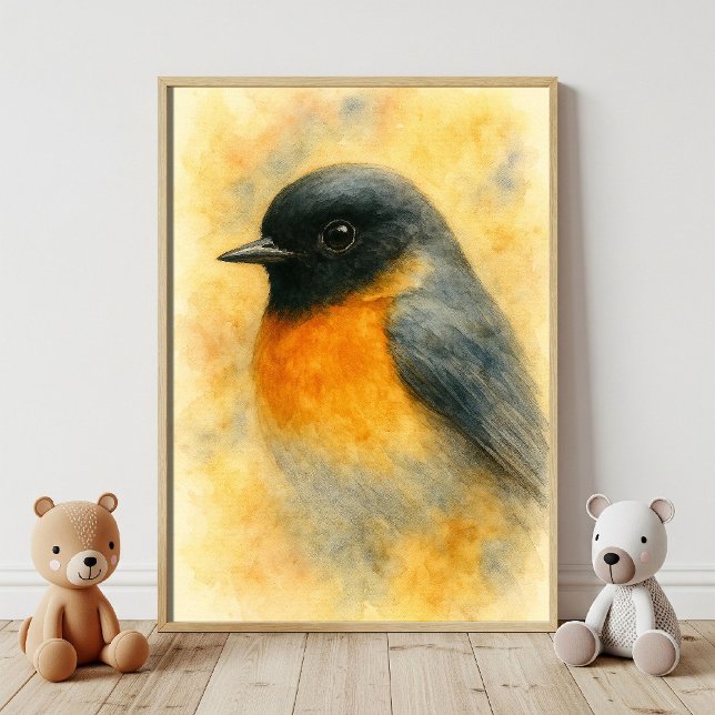 Poster Watercolor Robin Portrait (Criador carregado)