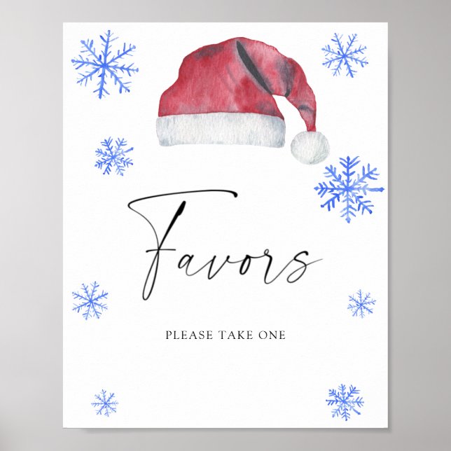 Poster Watercolor santa hat red - Favores (Frente)