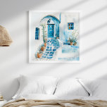 Poster Watercolor Santorini - Wall Art Grego<br><div class="desc">Watercolor Santorini Grego Wall Art é excelente para decorar uma casa costeira.</div>