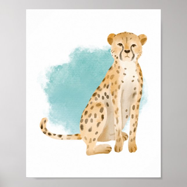Poster Watercolor Selgle Animal Jaguar Lepard (Frente)