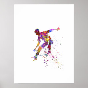 Poster watercolor skater