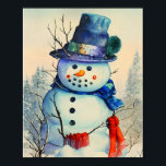 Poster Watercolor Snowman<br><div class="desc">Watercolor snowman art for your home and office. Spice up your lifestyle and home with this design this holiday season.</div>