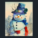Poster Watercolor Snowman<br><div class="desc">Watercolor snowman art for your home and office. Spice up your lifestyle and home with this design this holiday season.</div>