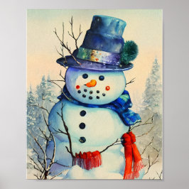 Poster Watercolor Snowman