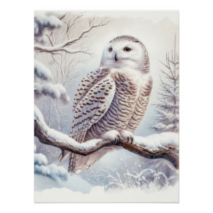 Pôster Watercolor Snowy Owl
