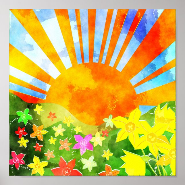 Poster Watercolor Springtime Sun (Frente)