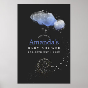 Poster Watercolor Stars Night Sky Boy Welcome