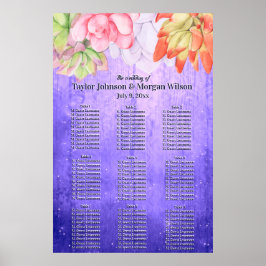 Poster Watercolor Succulents Purple Wedding Seating
