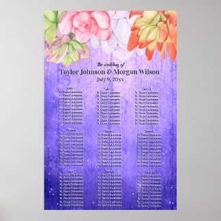 Poster Watercolor Succulents Purple Wedding Seating