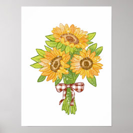 Poster Watercolor Sunflower Bouquet 