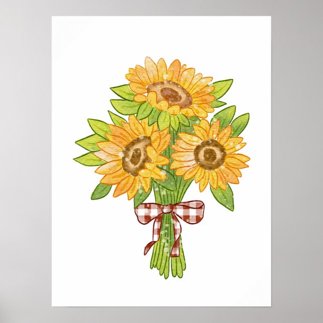 Poster Watercolor Sunflower Bouquet  (Frente)