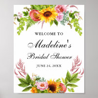 Watercolor Sunflower Floral Chá de panela Welcome